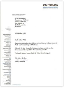 Dankschreiben